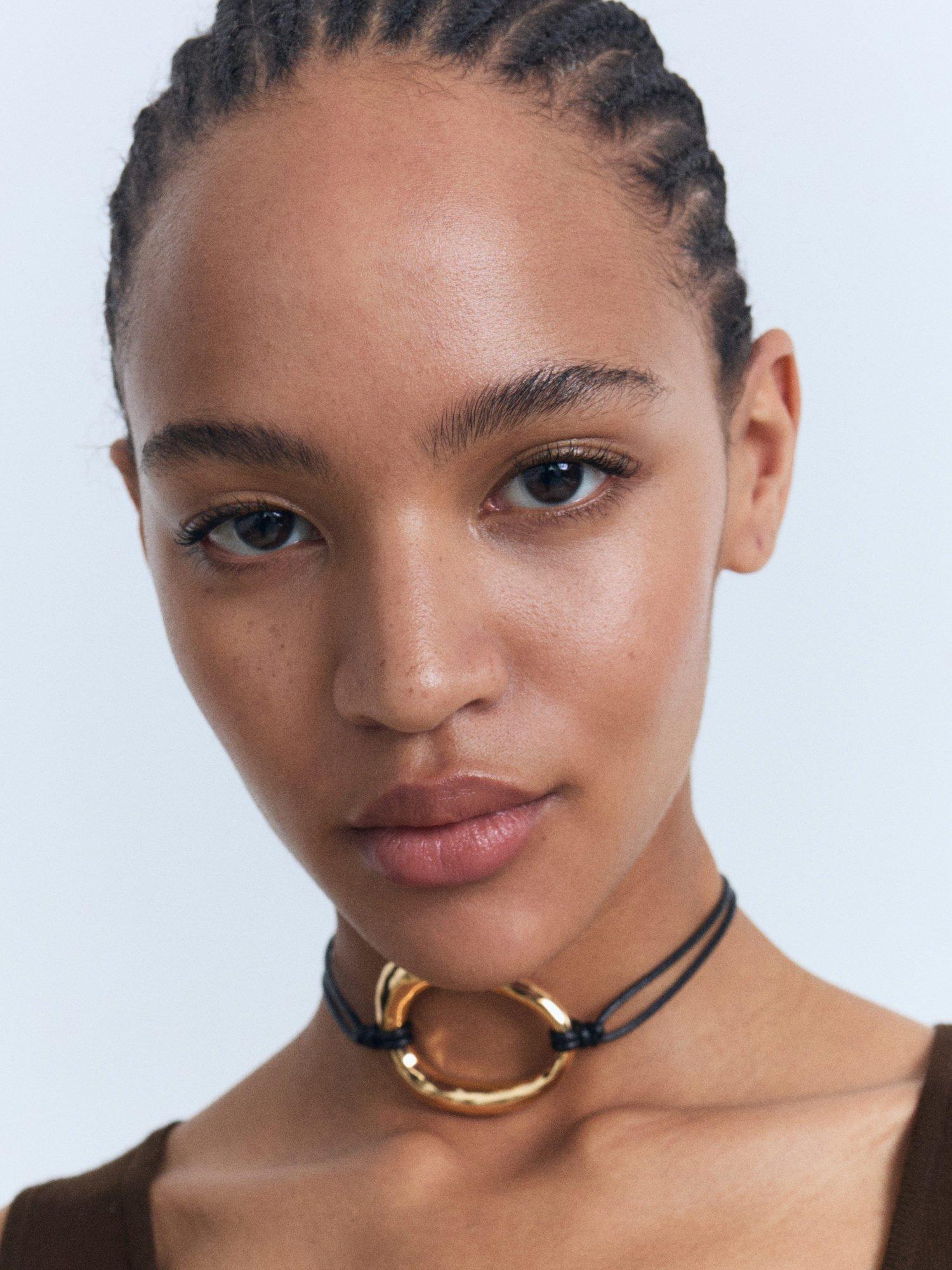 Product image 6 of 7, which shows Mango Forat Tie Neck Knit Maxi Dress, Dark Brown, 10