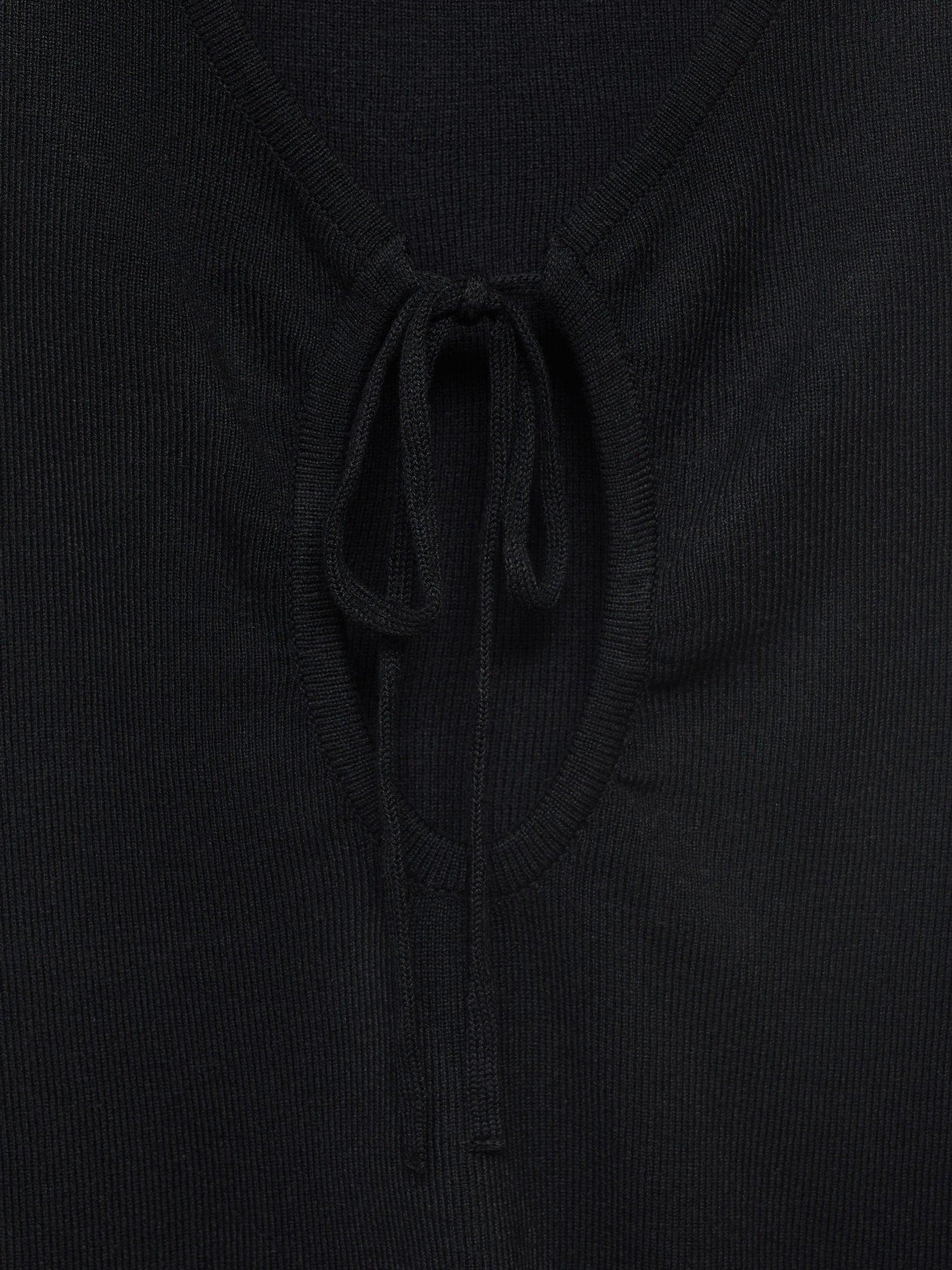 Product image 7 of 7, which shows Mango Forat Bow Knit Top, Black, L
