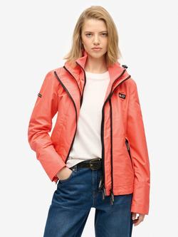 Superdry Hooded Mountain Windbreaker Jacket, Hot Coral, Hot Coral