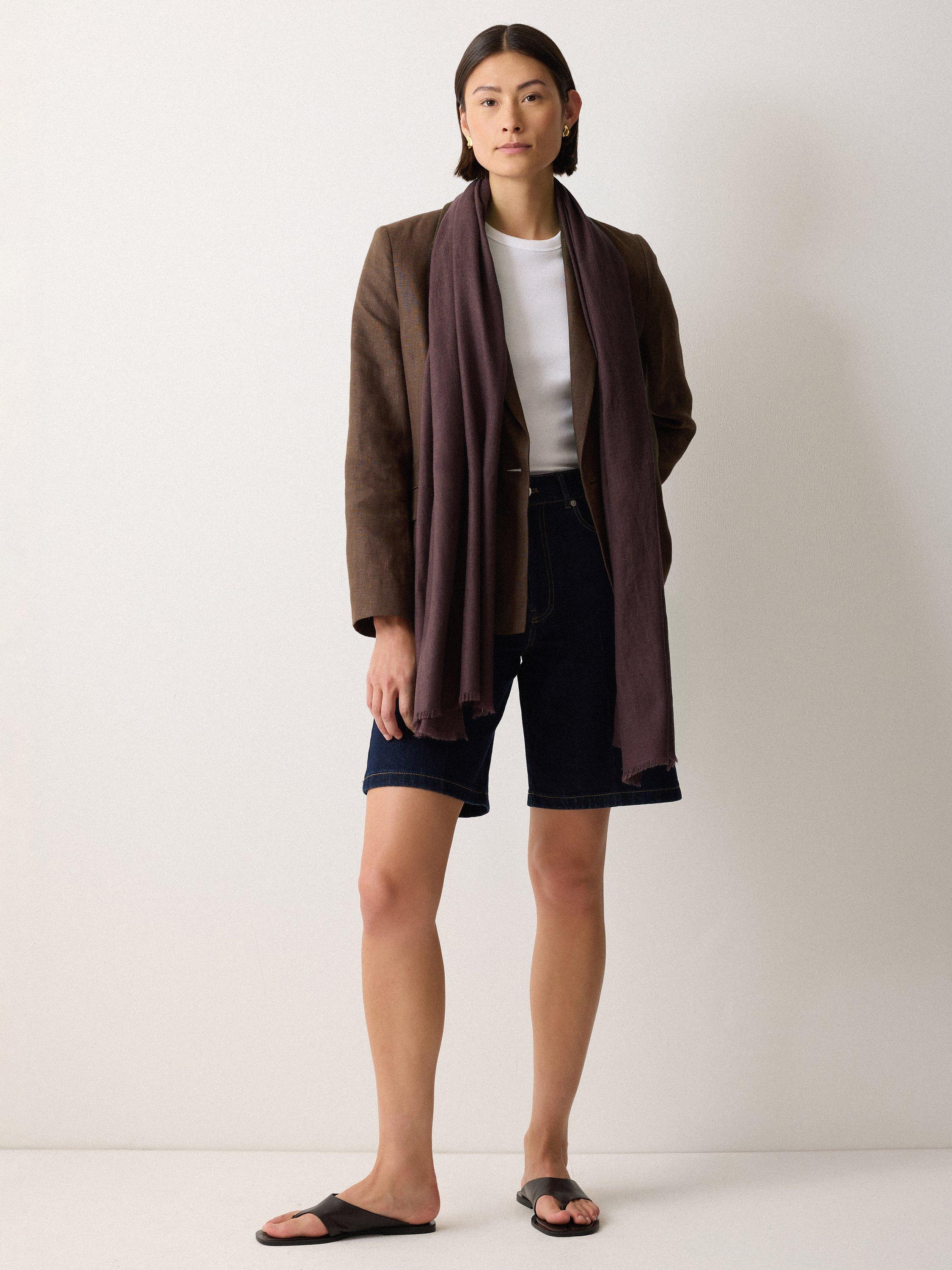 Product image 3 of 5, which shows Jigsaw Wool Rich Pashmina, Purple, One Size