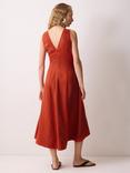 Jigsaw Tie Front Pure Linen Dress, Orange
