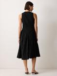 Jigsaw Scuba Cotton Textured Midi Dress, Black