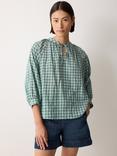 Jigsaw Check Relaxed Blouse, Green/Multi