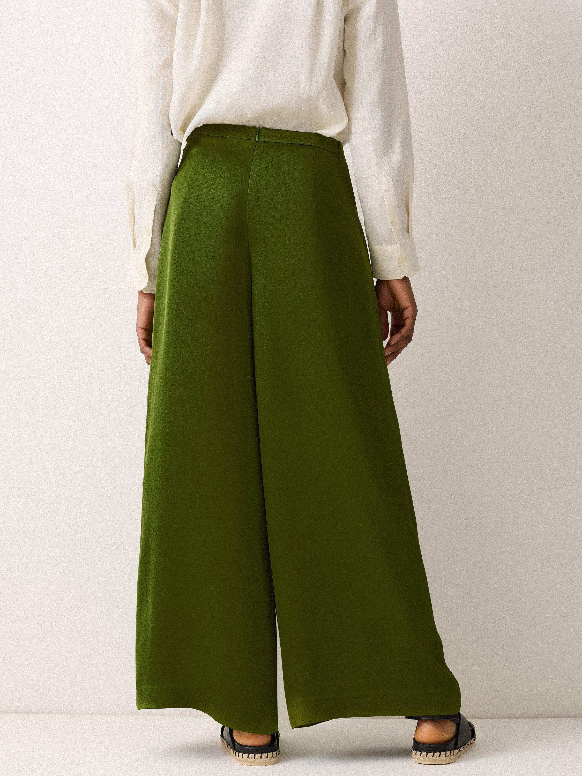 Product image 2 of 5, which shows Jigsaw Wrap Palazzo Trousers, Green, 12