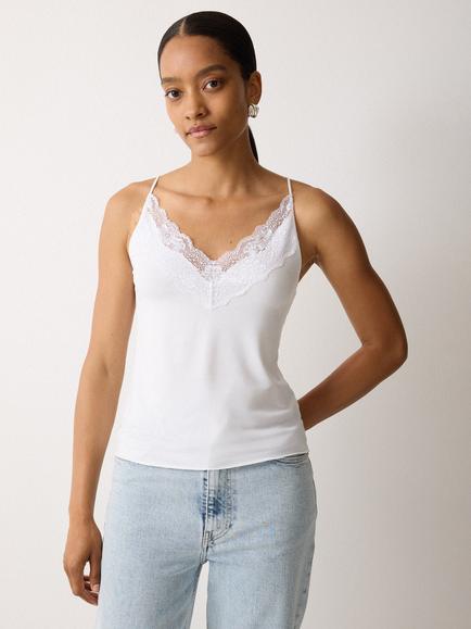 Jigsaw Lace Trim Camisole, White