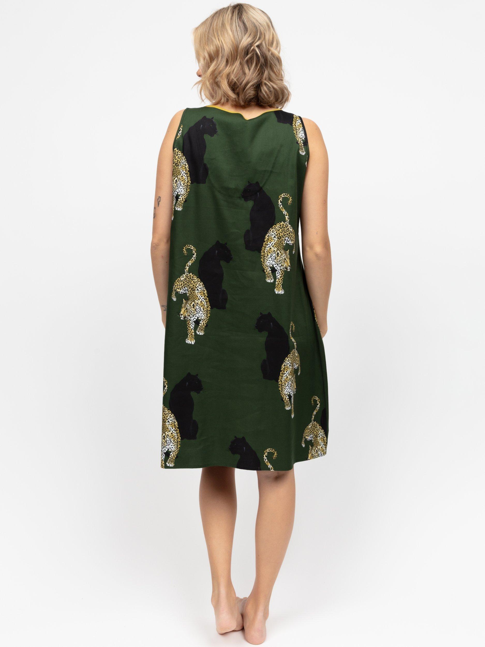 Product image 2 of 3, which shows Cyberjammies Leopards Sleeveless Nightdress, Olive/Multi, 6
