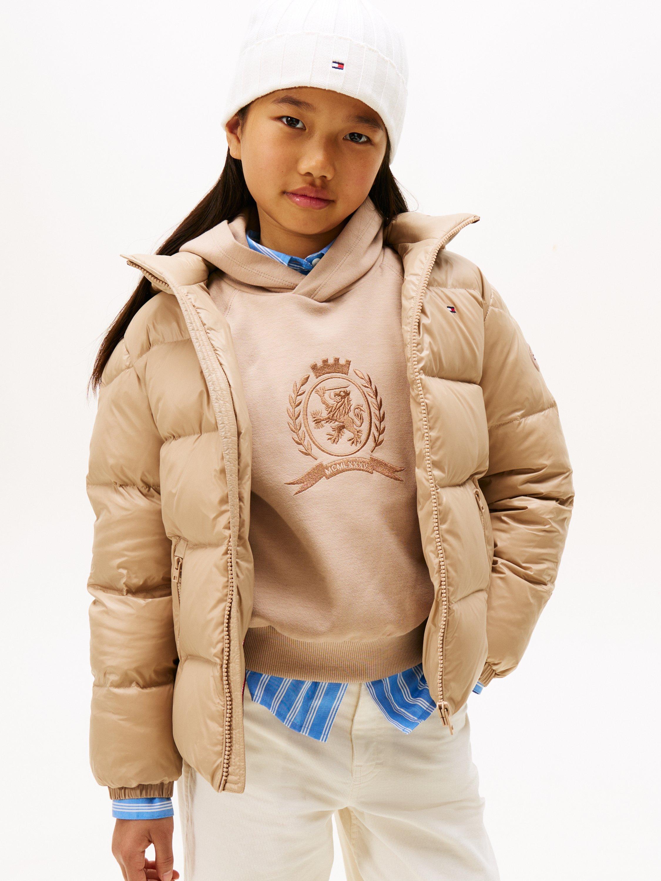 Product image 1 of 5, which shows Tommy Hilfiger Kids' Essential Down Puffer Jacket, Malted Milk, 10 years