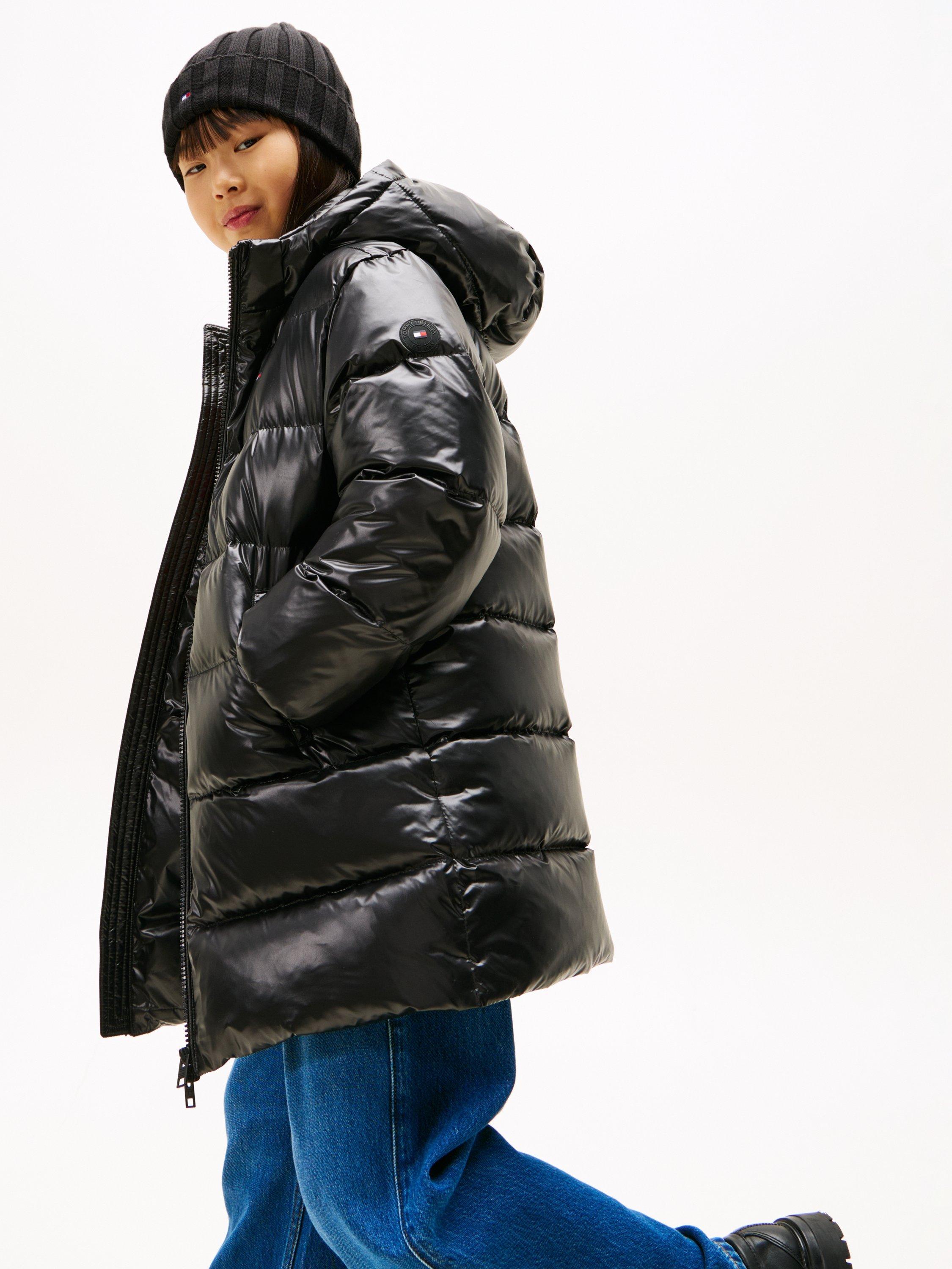 Product image 1 of 5, which shows Tommy Hilfiger Kids' Essential Long Down Puffer Jacket, Black, 8 years