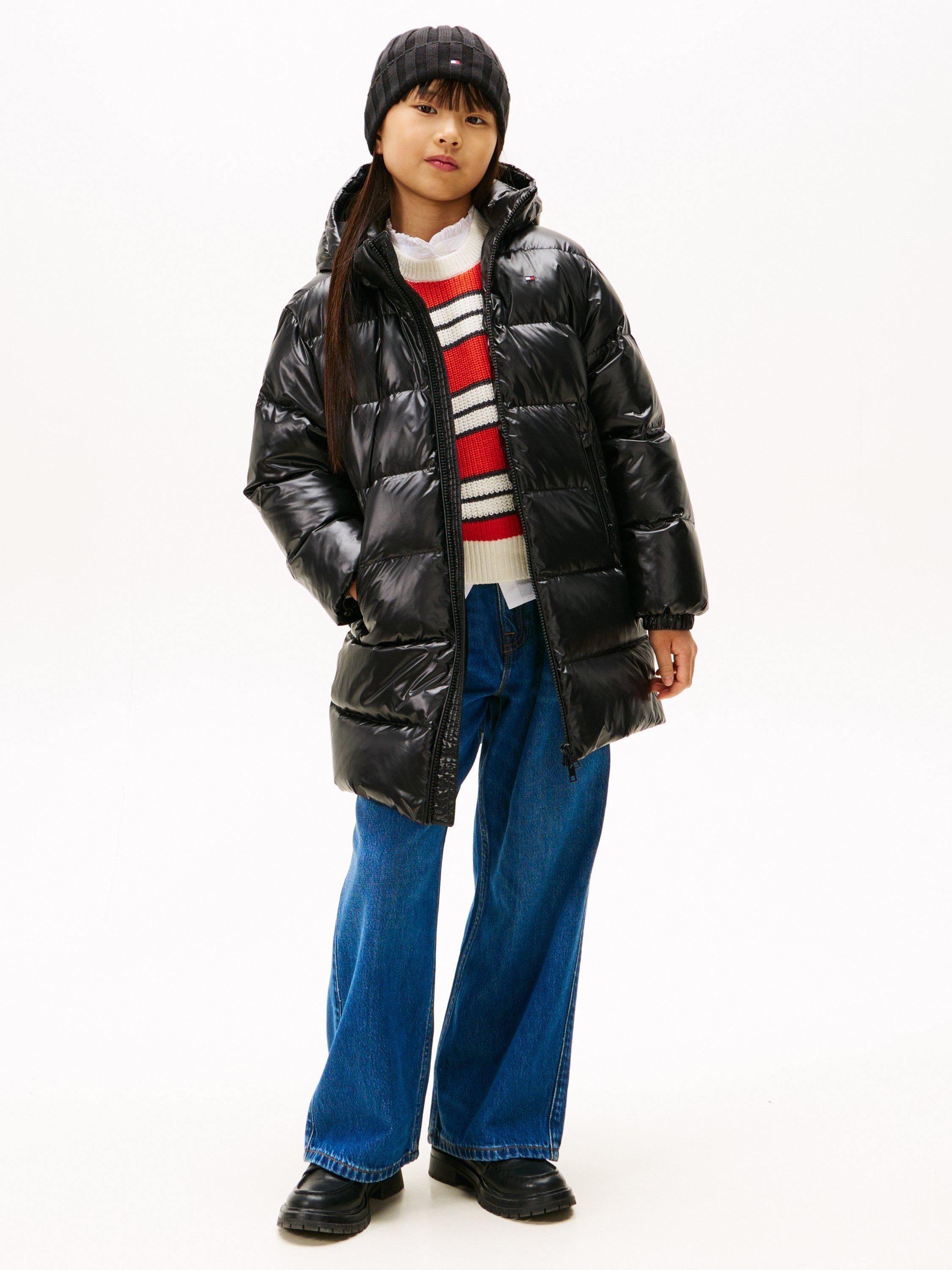 Product image 3 of 5, which shows Tommy Hilfiger Kids' Essential Long Down Puffer Jacket, Black, 8 years