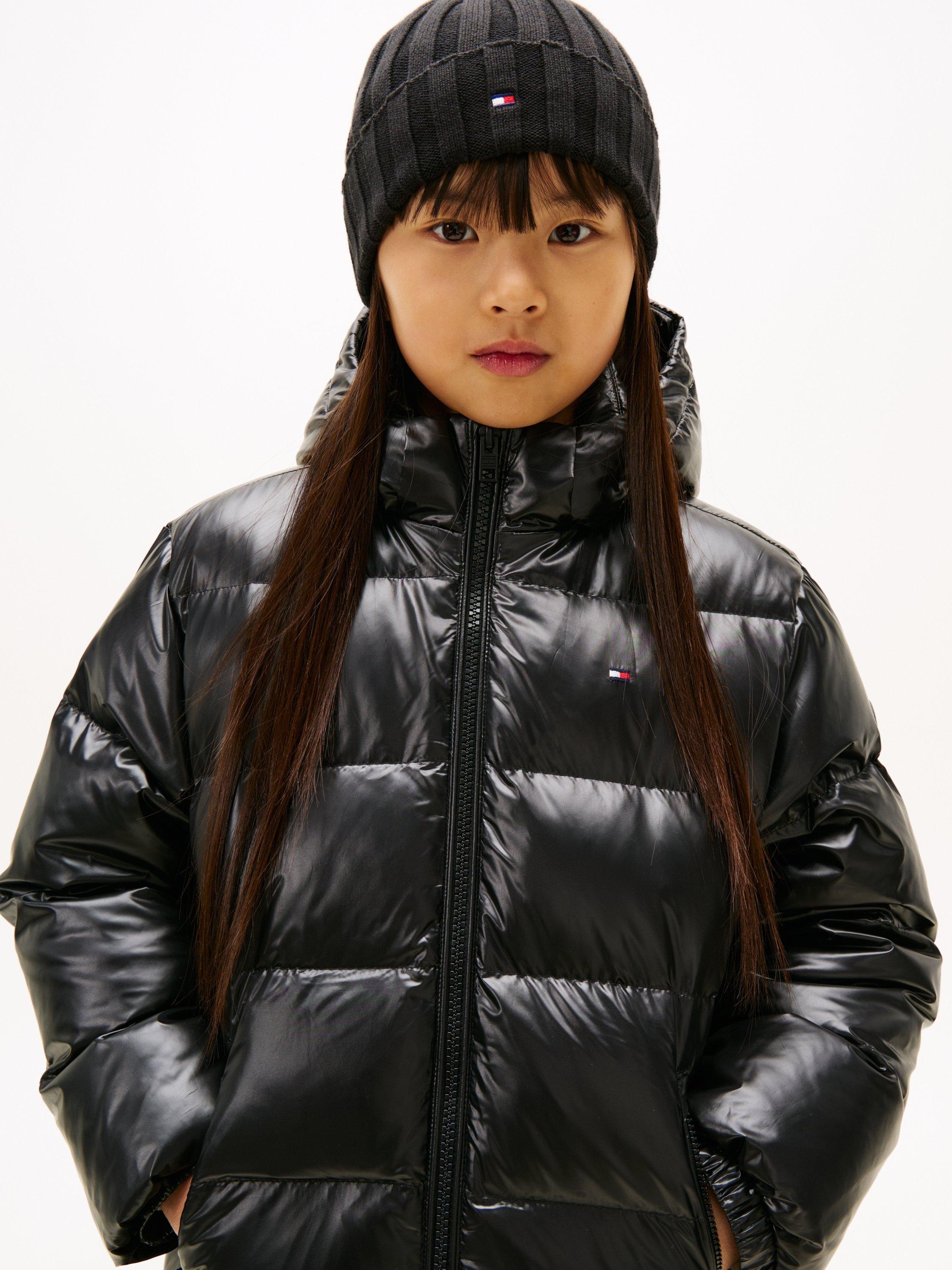 Product image 4 of 5, which shows Tommy Hilfiger Kids' Essential Long Down Puffer Jacket, Black, 8 years