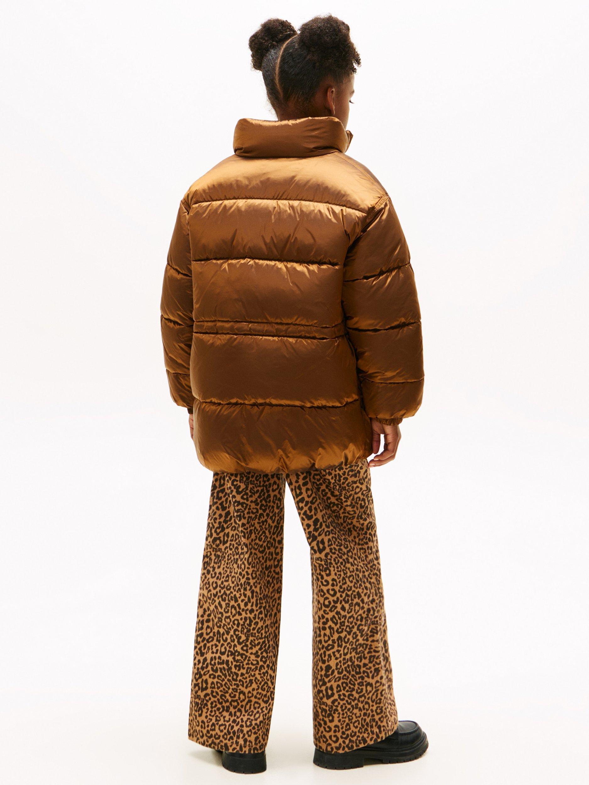 Product image 4 of 5, which shows Tommy Hilfiger Kids' Waisted Shiny Puffer Jacket, Pecan Nut, 4 years