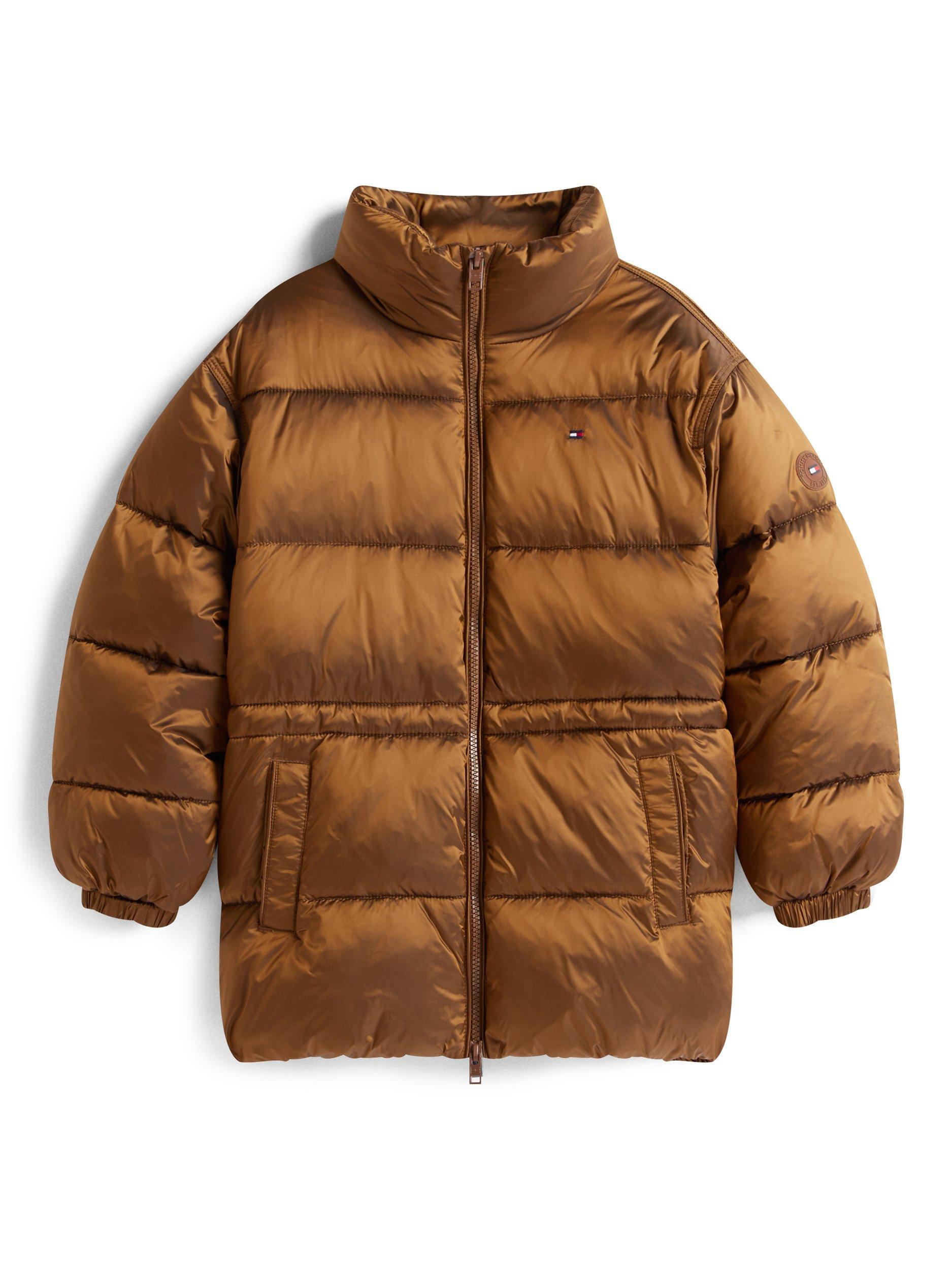Product image 5 of 5, which shows Tommy Hilfiger Kids' Waisted Shiny Puffer Jacket, Pecan Nut, 4 years