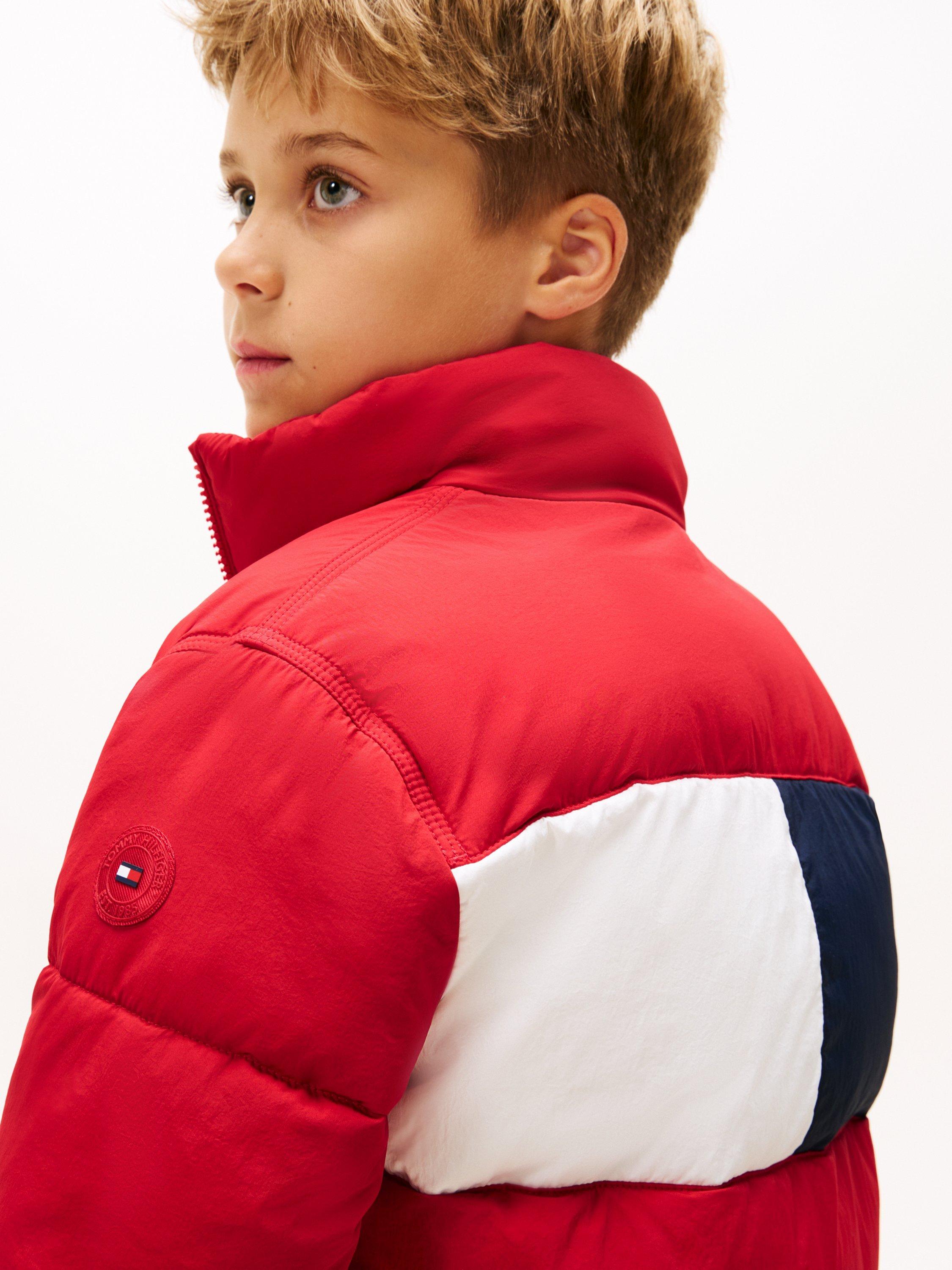 Product image 5 of 7, which shows Tommy Hilfiger Kids' Puffer Jacket, Medium Red, 8 years