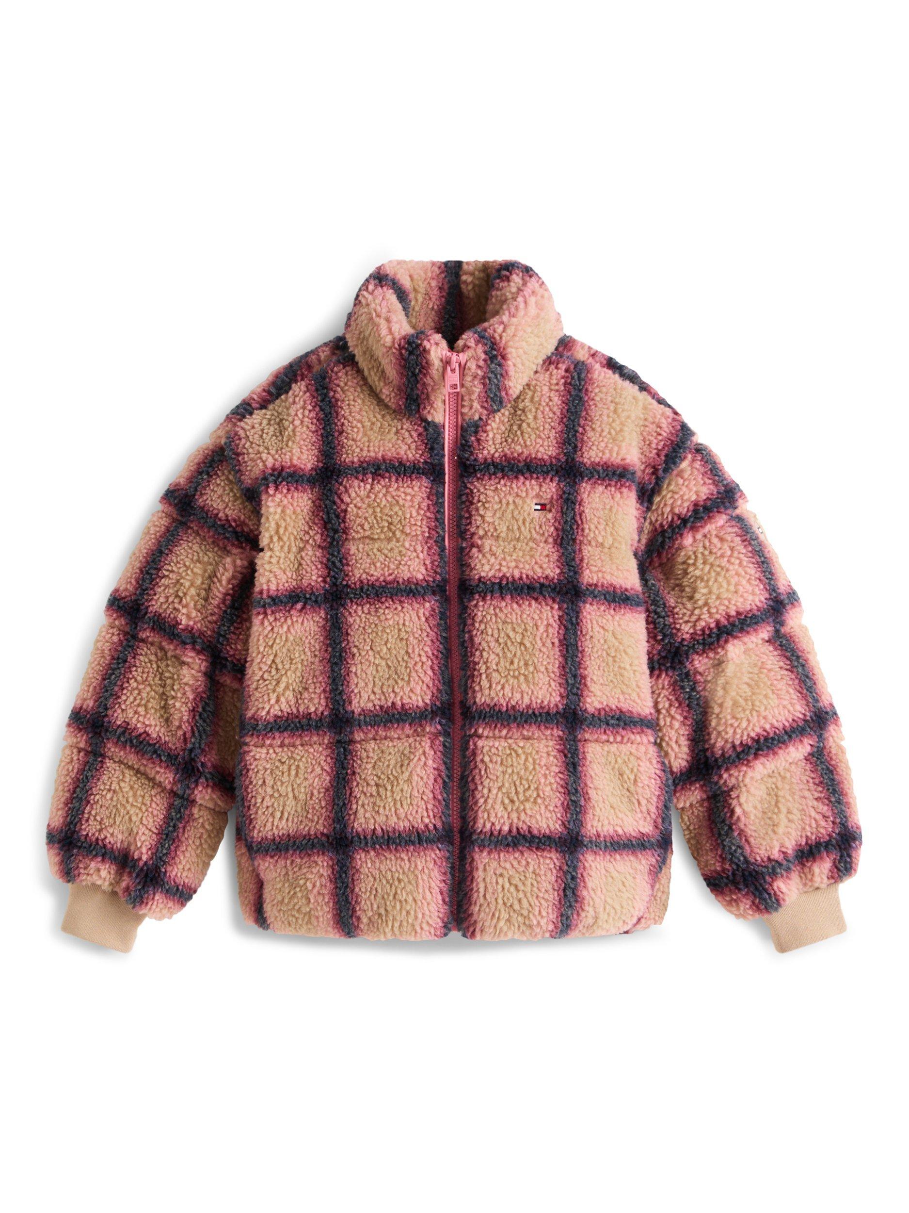 Product image 5 of 5, which shows Tommy Hilfiger Kids' Check Teddy Coat, Ivory Silk, 16 years
