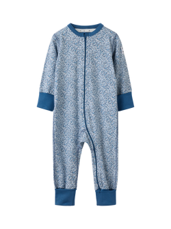 Polarn O. Pyret x Liberty Baby Organic Cotton Floral Pyjamas, Bijou Blue