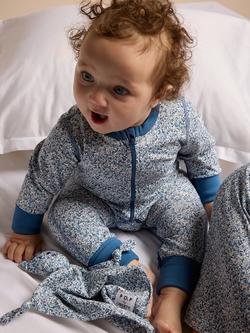 Polarn O. Pyret x Liberty Baby Organic Cotton Floral Pyjamas - view 2, Bijou Blue
