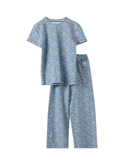 Polarn O. Pyret x Liberty Organic Cotton Floral Pyjamas, Bijou Blue