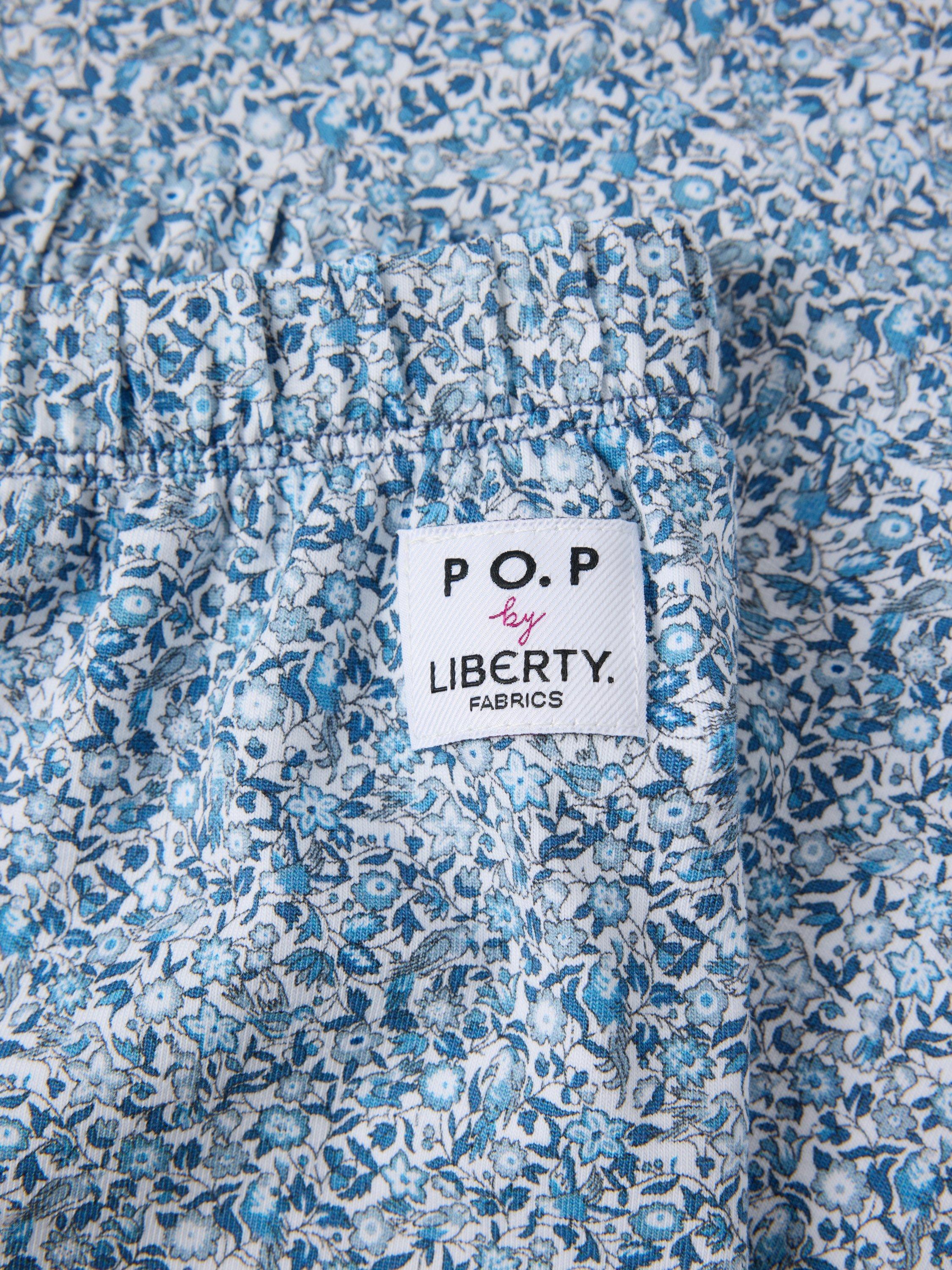 Product image 4 of 6, which shows Polarn O. Pyret x Liberty Floral Print Pyjama Set, Bijou Blue, L