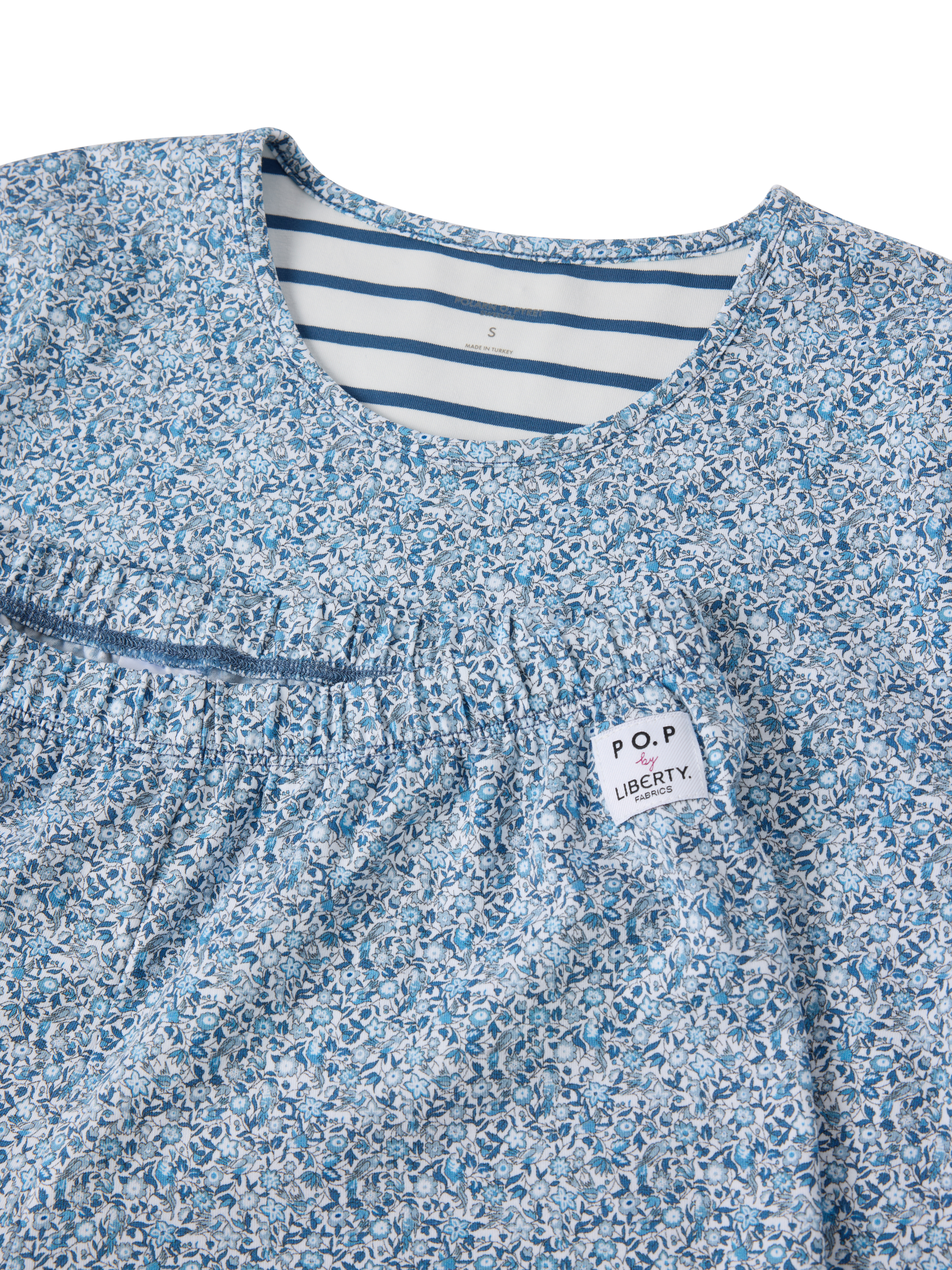 Product image 5 of 6, which shows Polarn O. Pyret x Liberty Floral Print Pyjama Set, Bijou Blue, L