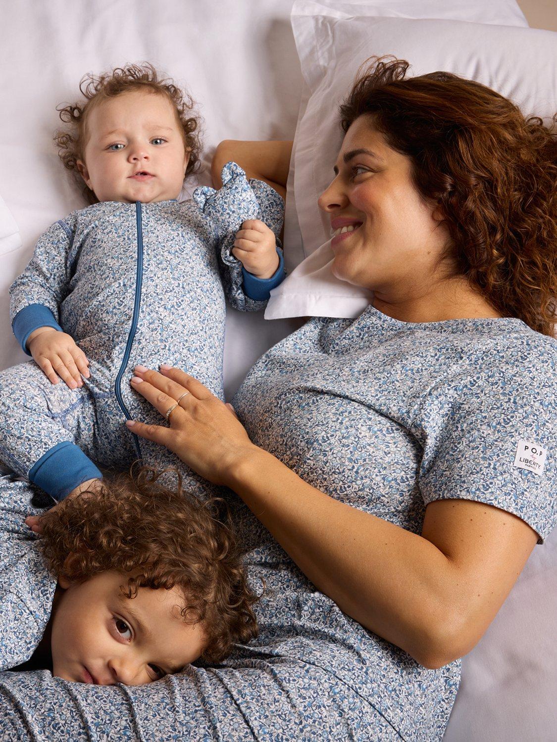 Product image 6 of 6, which shows Polarn O. Pyret x Liberty Floral Print Pyjama Set, Bijou Blue, L