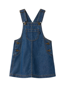 Polarn O. Pyret Kids' Organic Cotton Denim Dungaree Dress, Blue