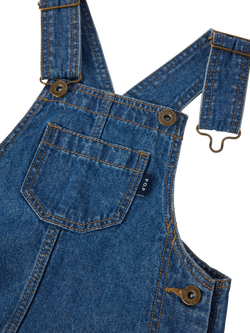 Polarn O. Pyret Kids' Organic Cotton Denim Dungaree Dress - view 2, Blue