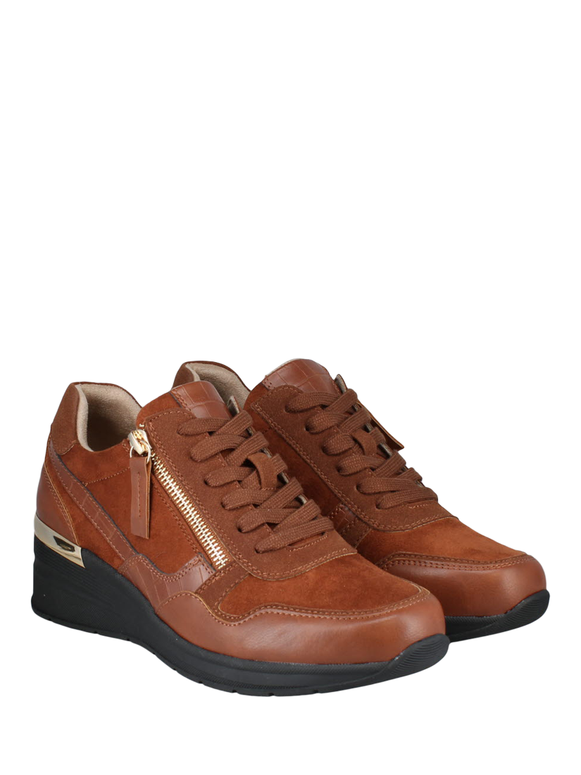Product image 2 of 4, which shows Joseph Seibel Ella Brandy Lace-Up Vegan Trainers, Brown, 4
