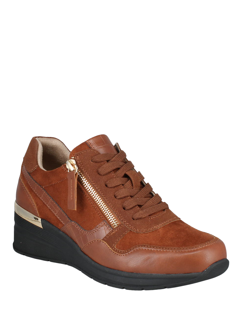Product image 3 of 4, which shows Joseph Seibel Ella Brandy Lace-Up Vegan Trainers, Brown, 4