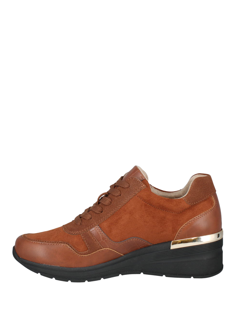 Product image 4 of 4, which shows Joseph Seibel Ella Brandy Lace-Up Vegan Trainers, Brown, 4