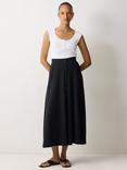 Jigsaw Button Down Midi Skirt, Navy