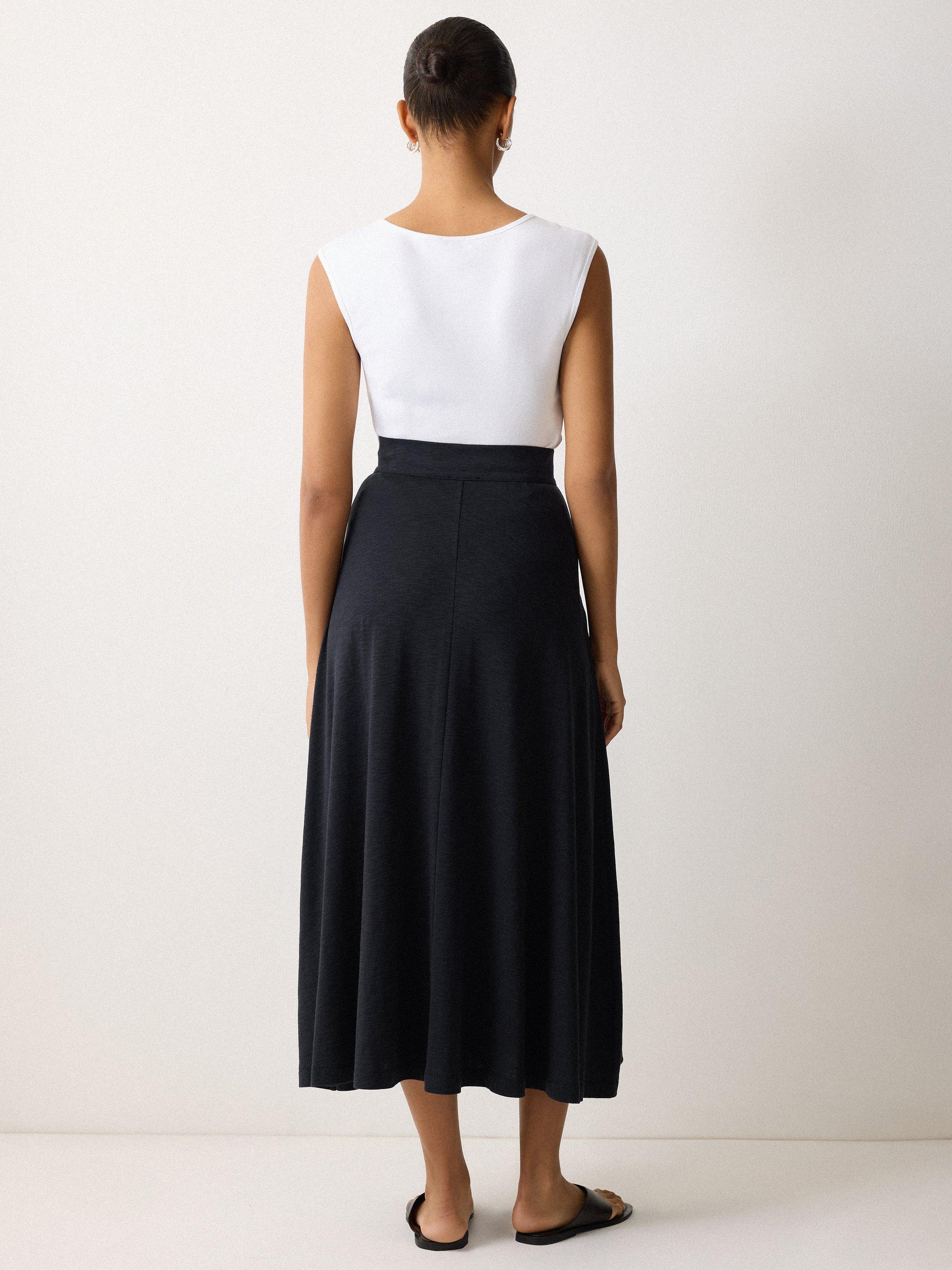 Product image 2 of 6, which shows Jigsaw Button Down Midi Skirt, Navy, M