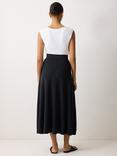 Jigsaw Button Down Midi Skirt, Navy
