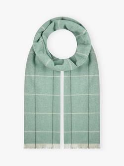 Brora Check Chartouche Prue Cashmere Scarf, Sea Holly/Pearl, Sea Holly/Pearl