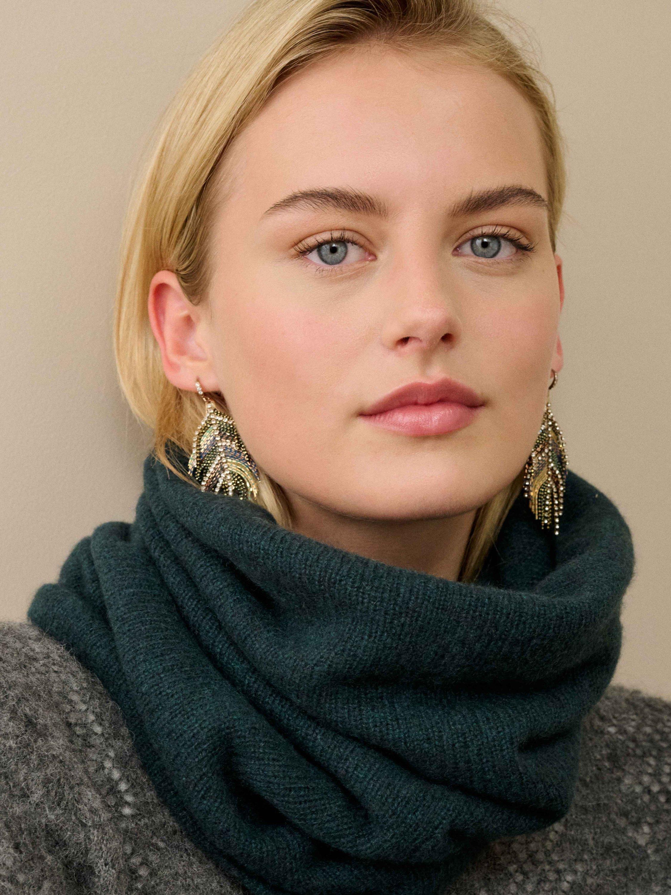 Product image 2 of 2, which shows Brora Gauzy Pure Cashmere Snood, Ivy, One Size