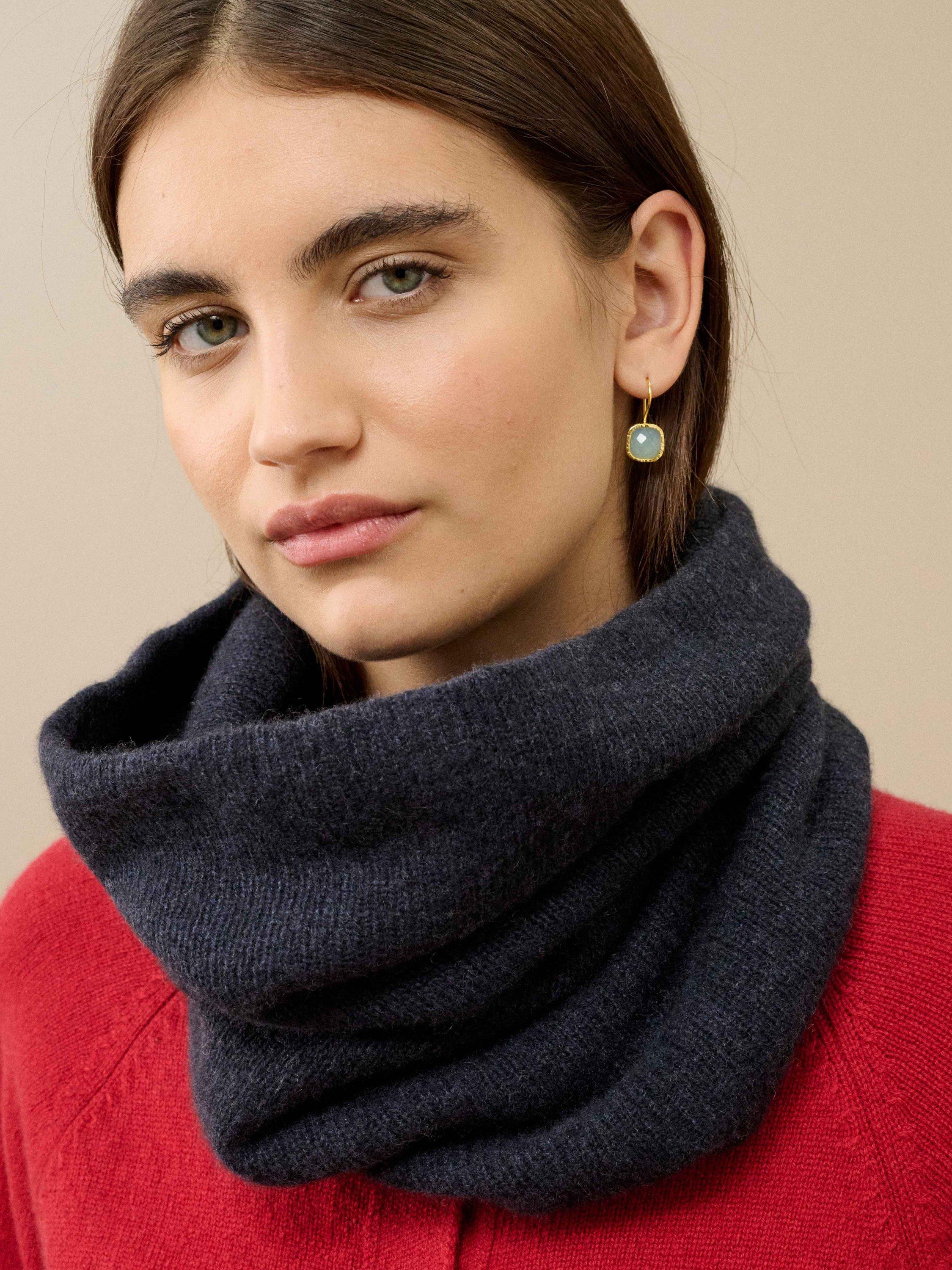Product image 2 of 2, which shows Brora Gauzy Pure Cashmere Snood, Midnight, One Size