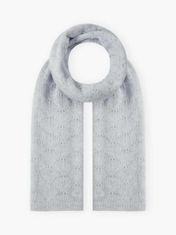 Brora Pointelle Knit Pure Cashmere Scarf, Pearl