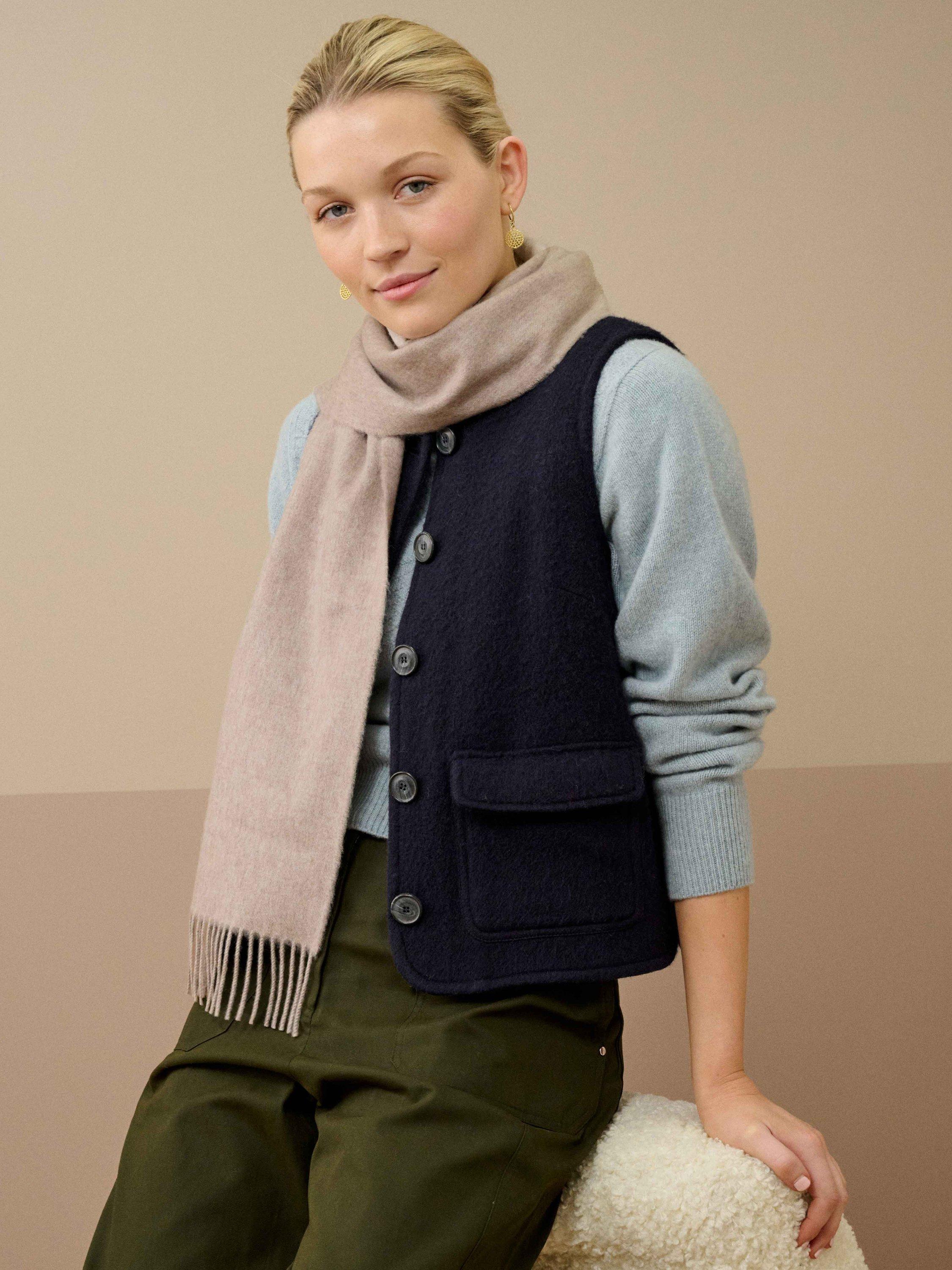 Product image 2 of 2, which shows Brora Fringed Pure Cashmere Scarf, Ash, One Size