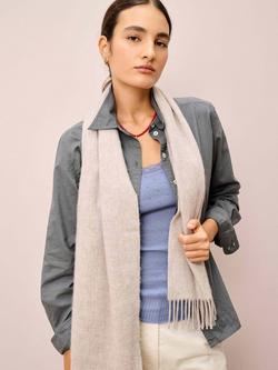 Brora Fringed Pure Cashmere Scarf, Ash - view 2, Ash
