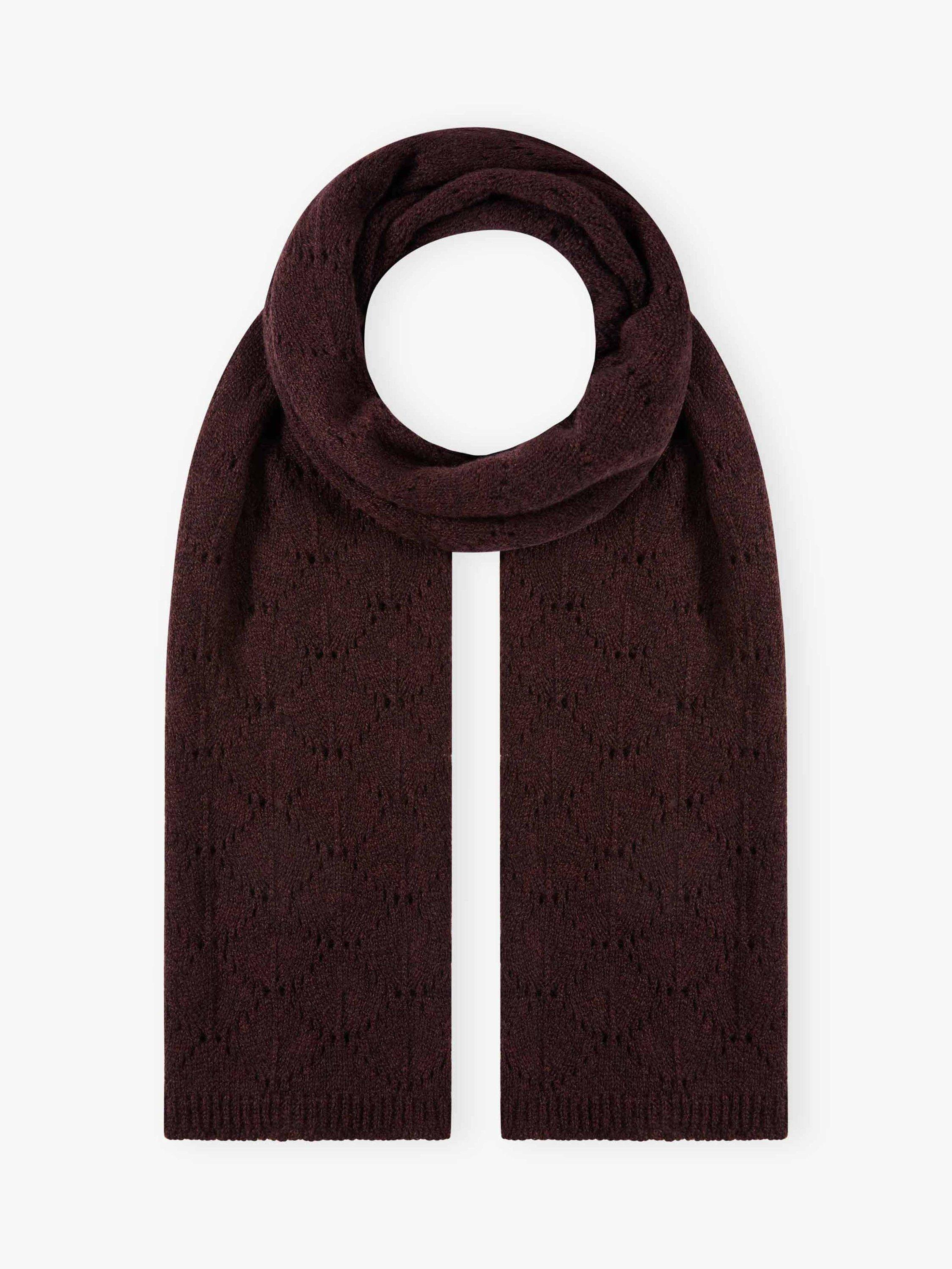 Product image 1 of 2, which shows Brora Pointelle Knit Pure Cashmere Scarf, Malt, One Size