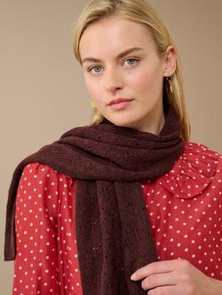 Brora Pointelle Knit Pure Cashmere Scarf - view 2, Malt