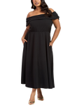 FASHION SZN Plus Size Short Sleeve Bardot Neck Midi Dress