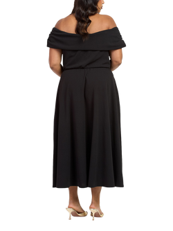 FASHION SZN Plus Size Short Sleeve Bardot Neck Midi Dress - view 2, Black