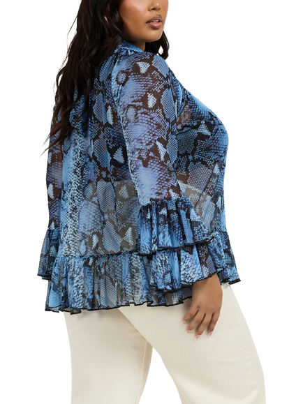 FASHION SZN Plus Size Long Sleeve High Neck Blouse - view 2, Blue