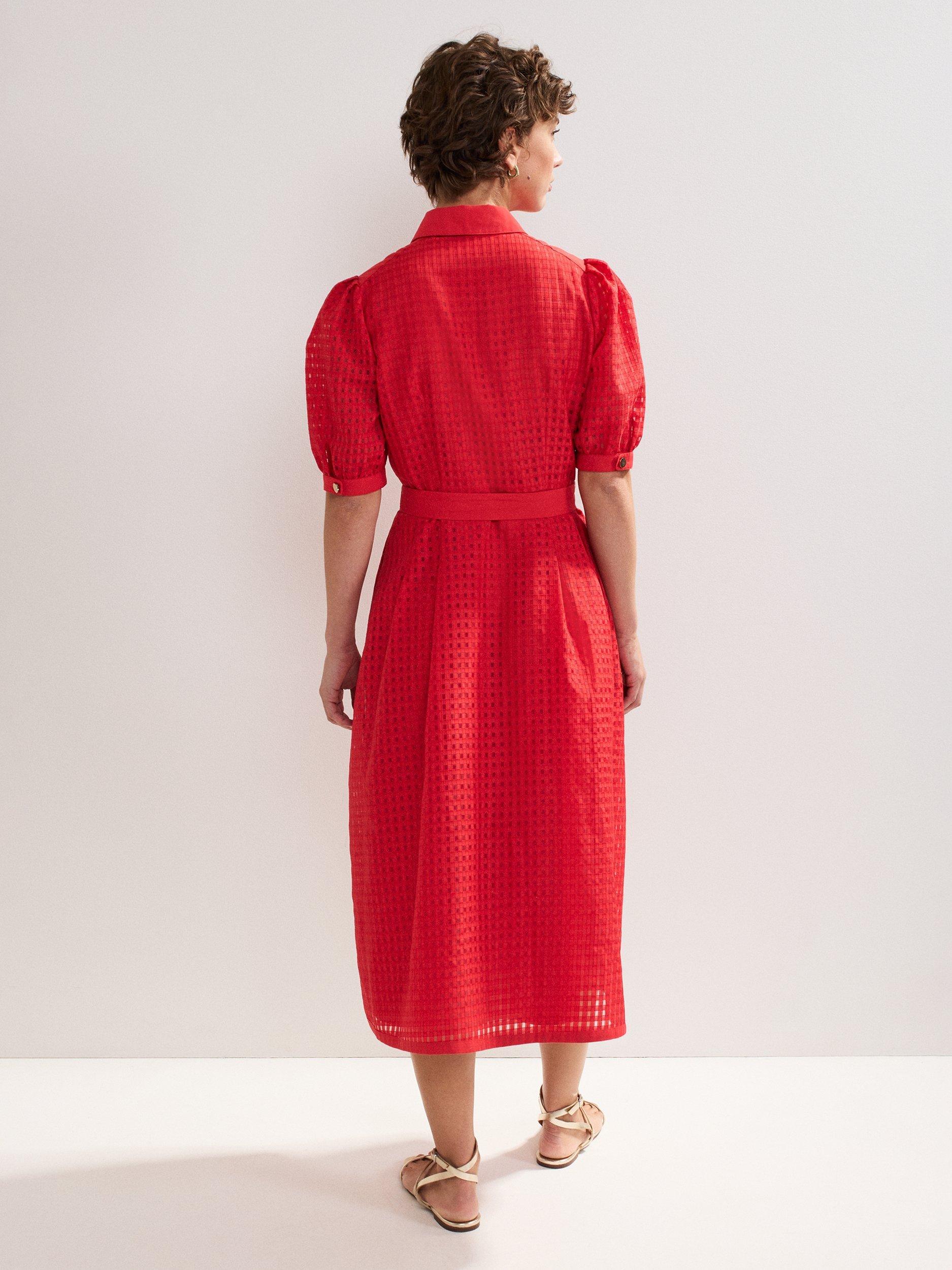 Product image 2 of 8, which shows Phase Eight Carey Textured Dress, Red, 6