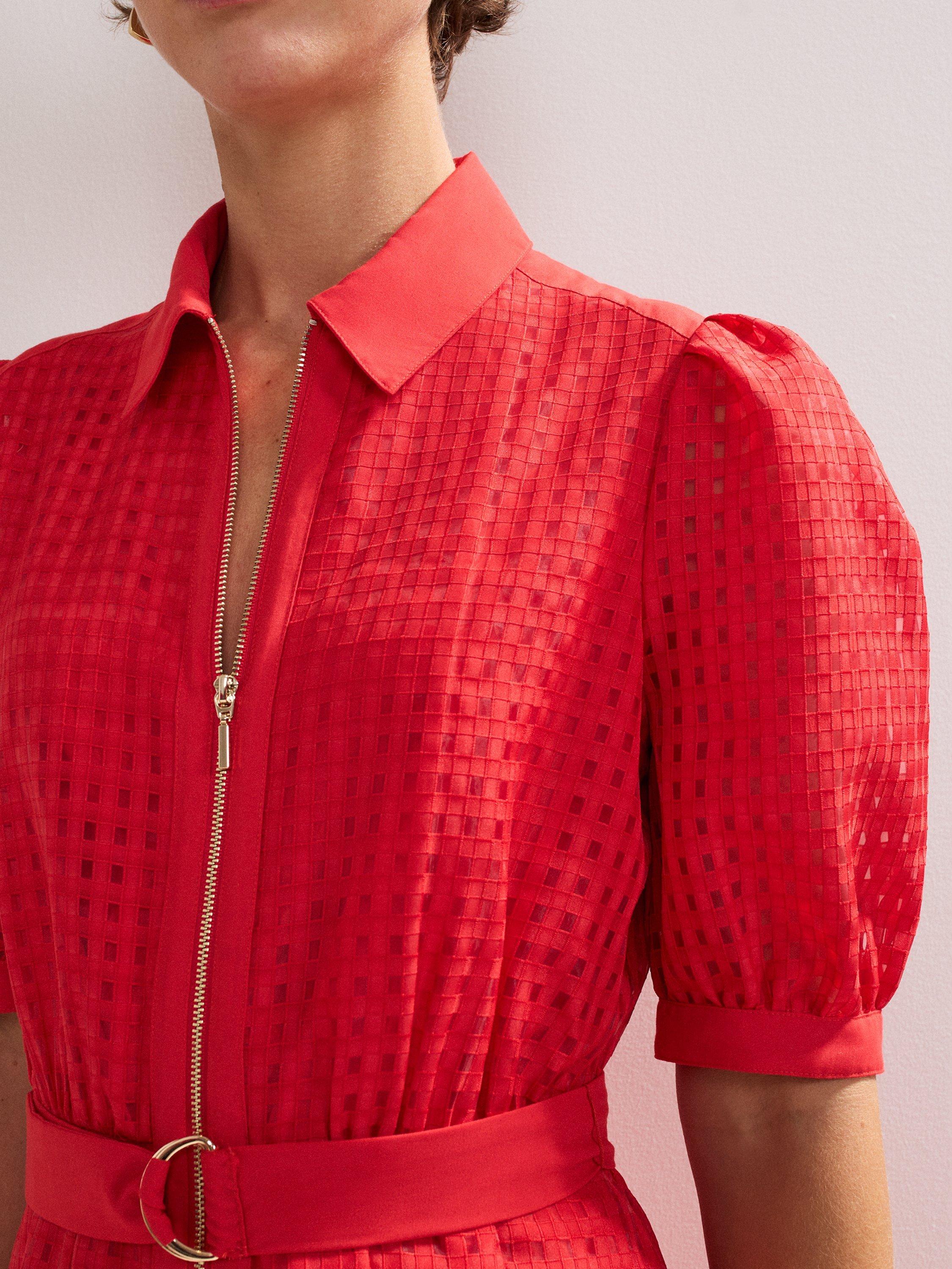 Product image 4 of 8, which shows Phase Eight Carey Textured Dress, Red, 6
