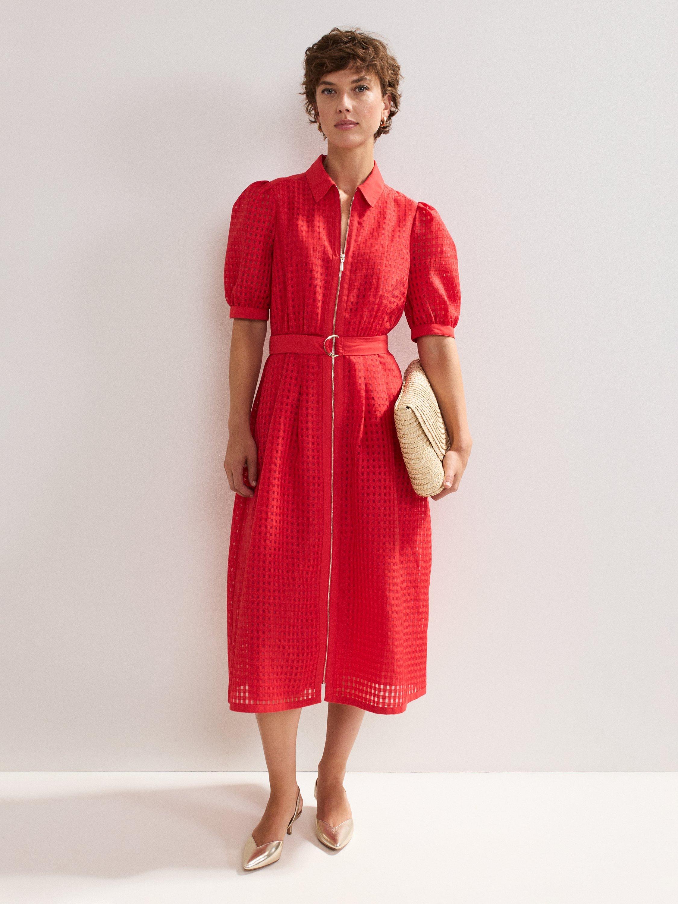 Product image 8 of 8, which shows Phase Eight Carey Textured Dress, Red, 6