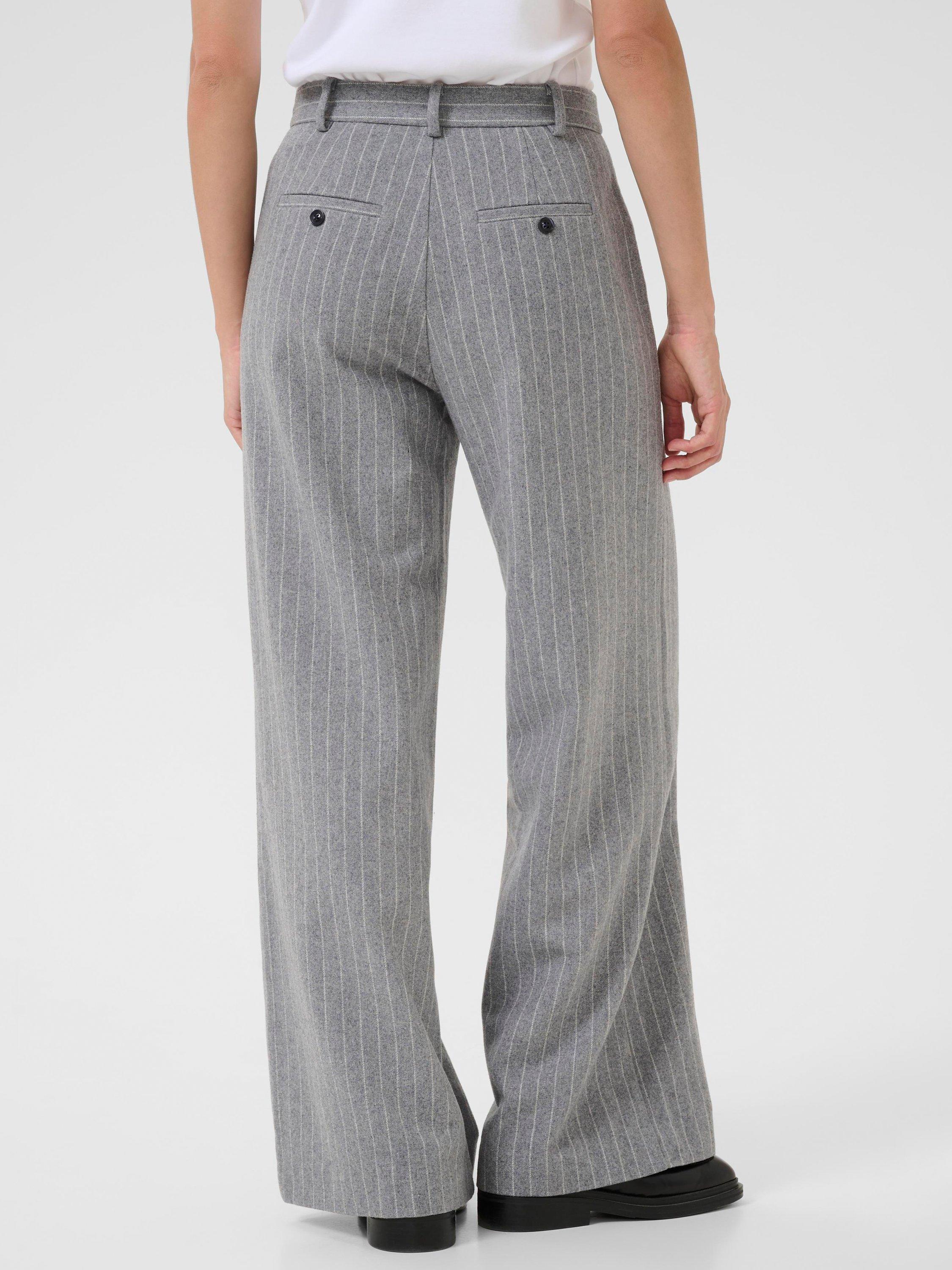 Product image 2 of 6, which shows Part Two Ninnes Pinstripe Wool Blend Trousers, Mid Grey, 8