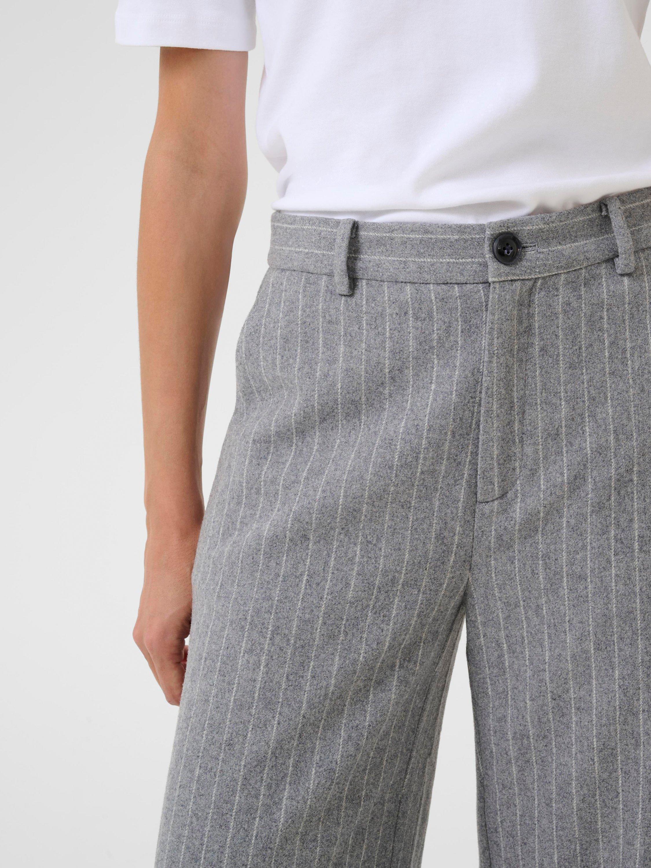 Product image 4 of 6, which shows Part Two Ninnes Pinstripe Wool Blend Trousers, Mid Grey, 8