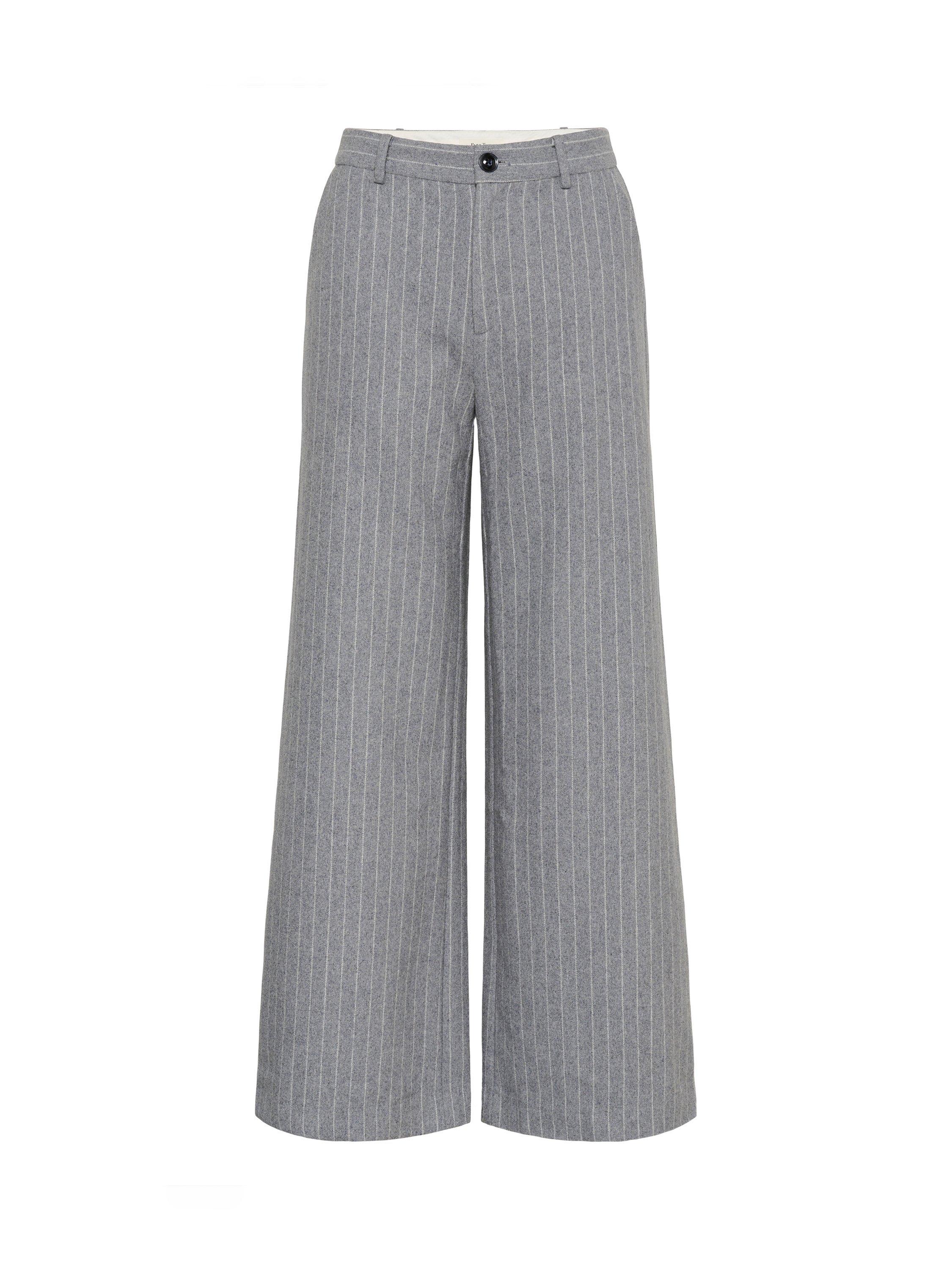 Product image 5 of 6, which shows Part Two Ninnes Pinstripe Wool Blend Trousers, Mid Grey, 8
