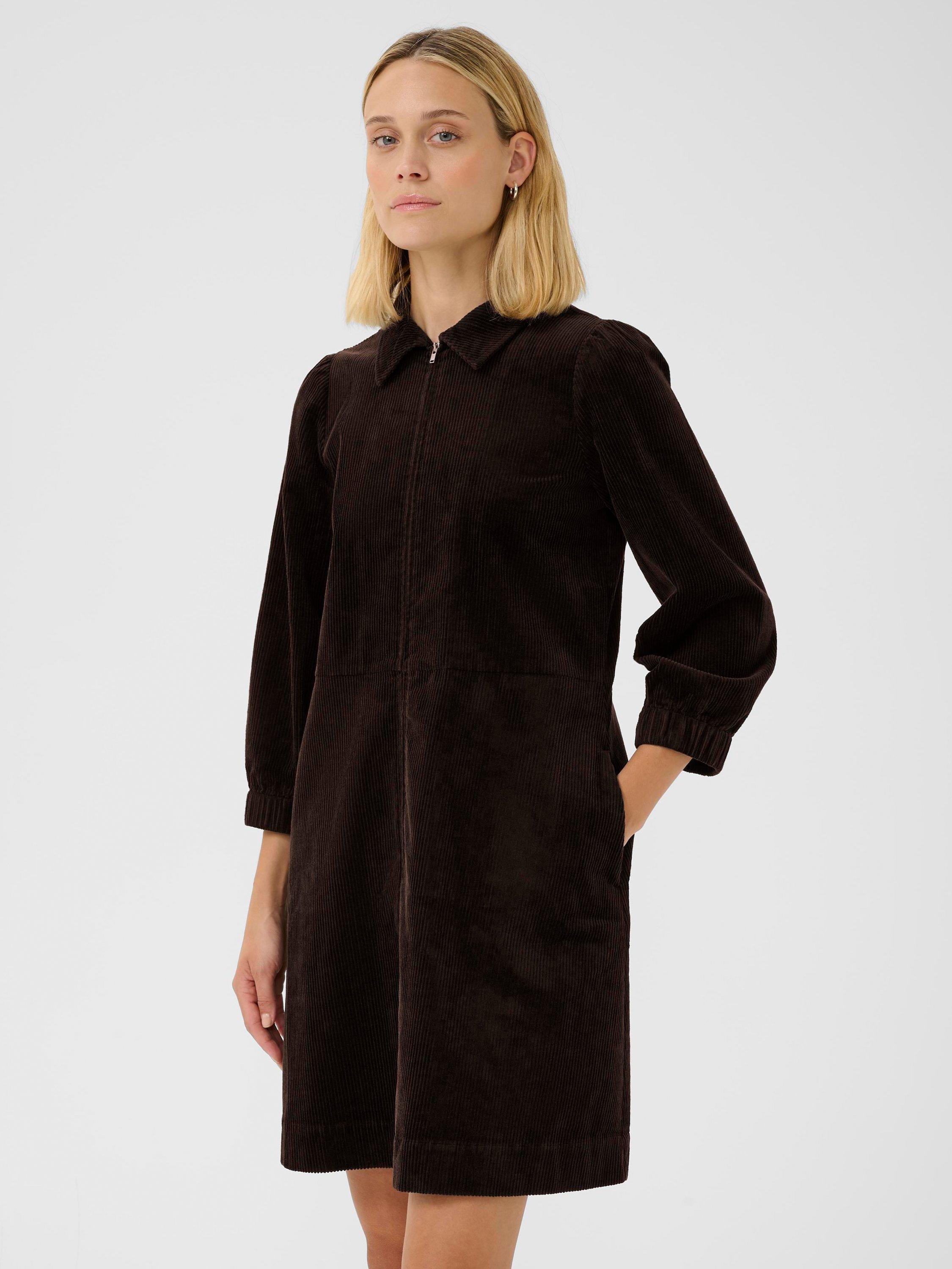Product image 1 of 6, which shows Part Two Eyvor Corduroy Mini Dress, Ganache, 8